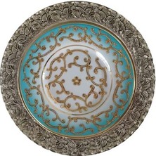 Kütahya Porselen El Yapım 17 cm Duvar Tabağı Turkuaz Dekor No 3678