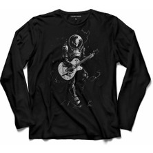 Kendim Seçtim Astronot Gitar Nasa Müzik Musıc Uzay Cosmos Uzun Kollu Tişört