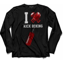 Kendim Seçtim I Love Kick Boxıng Boks Eldiveni Uzun Kollu Tişört