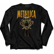 Kendim Seçtim Metallıca Kuru Kafa Skull Yılan Heavy Metal Uzun Kollu Tişört