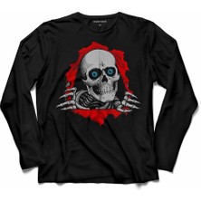 Kendim Seçtim Powell Peralta Skull Kuru Kafa Skeleton Mavi Göz Uzun Kollu Tişört