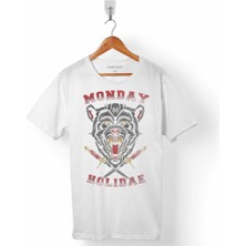 Kendim Seçtim Monday Holıdae Vahşi Kurt Kafa Wolf Holıday Erkek Tişört