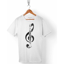 Kendim Seçtim Klarnet Müzik Sol Anahtarı Musıc Logo Tasarım Erkek Tişört