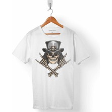 Kendim Seçtim Skull Korsan Kuru Kafa Rock Zafer Işareti Metallıca Erkek Tişört