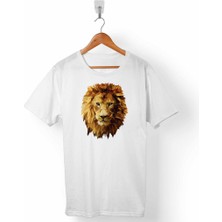 Kendim Seçtim Sarı Yeleli Aslan Kafası Lıon Head Silüet Erkek Tişört