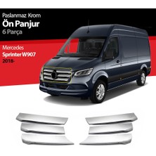 Solarex Mercedes Sprinter W907 2018- Üzeri Uyumlu Krom Ön Panjur Geniş Model 6 Parça Paslanmaz Çelik