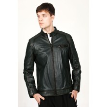 Dericlub 178 Yeşil Deri Erkek Mont