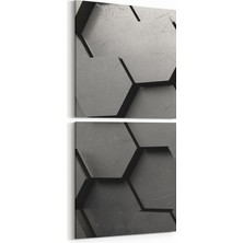 Olla 10026K2D Abstract 3 Boyut Görsel Kare 2'li Dikey Kanvas Tablo