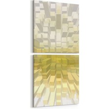 Olla 10045K2D Abstract 3 Boyut Görsel Kare 2'li Dikey Kanvas Tablo