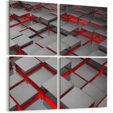 Olla 10053K4 Abstract 3 Boyut Görsel Kare 4'lü Kanvas Tablo