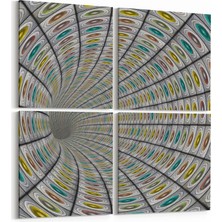 Olla 10229K4 Abstract Girdap Görsel Kare 4'lü Kanvas Tablo
