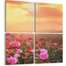 Olla 16009K4 Günbatımı Görseli Kare 4'lü Kanvas Tablo