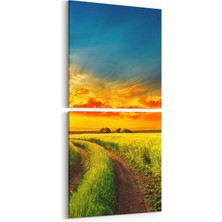 Olla 16021K2D Günbatımı Görseli Kare 2'li Dikey Kanvas Tablo