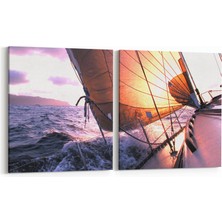 Olla 12934K2Y Deniz / Okyanus Görseli Kare 2'li Yatay Kanvas Tablo