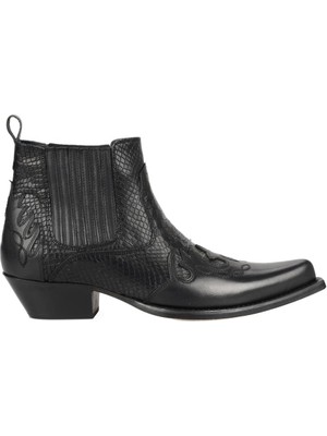 FootCourt Siyah Kösele Deri Wester Kovboy Botu 42 Numara Erkek Rahat Taban ve Platform Topuk