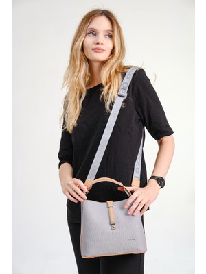 Just Polo Kadın Gofraj Baskılı Kilit Detaylı Just Polo Vegan Omuz ve El Çantası