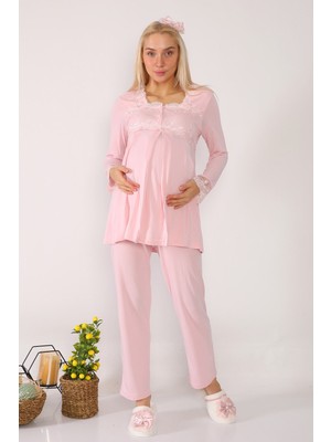 Lohusa Hamile 2603 Pembe Lohusa Pijama