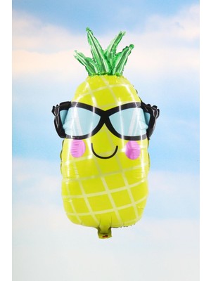 Pekshop Gözlüklü Ananas Şekilli Büyük Folyo Balon Doğum Günü Süsleri
