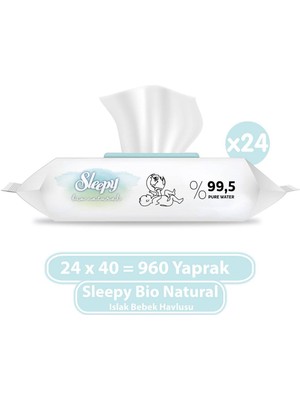 Sleepy Bio Natural Islak Bebek Havlusu 24x40 (960 Yaprak)