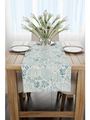 Cango Home Mavi Beyaz Marin Temalı Desenli Dijital Baskılı Runner CGH584-RN
