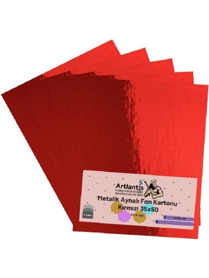 Artlantis Kırmızı 35X50 Metalik Aynalı Fon Kartonu 5 Adet 1 Paket Artlantis Aynalı Metalik Fon Kartonu