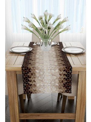 Cango Home Kahverengi Altın Mozaik Desenli Dijital Baskılı Runner CGH924-RN