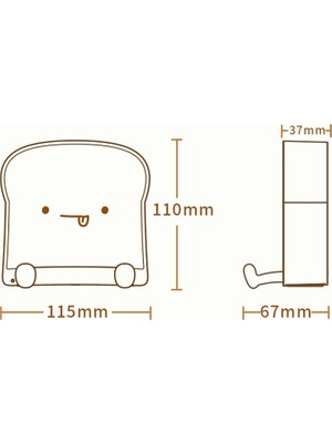 Hongshou Tost Ekmeği Şekilli Silikon Gece Lambası -Beyaz (Yurt Dışından)