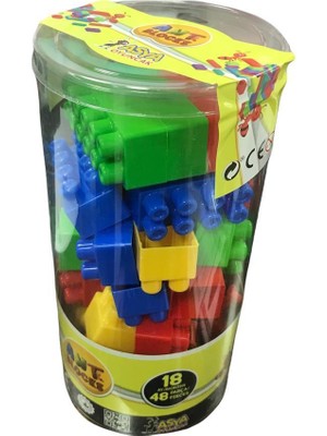 Asya Oyuncak Ant Blocks 48 Parça Renkli Lego Blok Seti Kutulu | Eğitici Yapı Oyuncağı (24x12 cm)