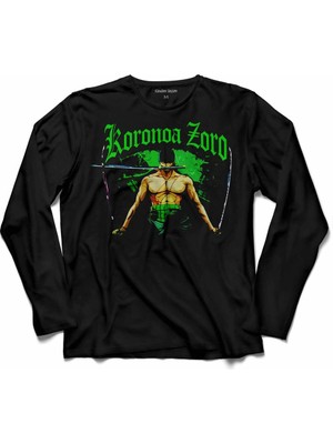 Kendim Seçtim One Pıece Zoro Roronoa Logo Uzun Kollu Tişört