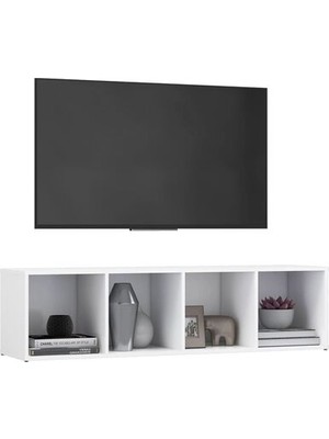 T Designo Tdesıgno Ezgi Televizyon Sehpası - Ünitesi -Kitaplık-Beyaz 144 cm 4 Raflı