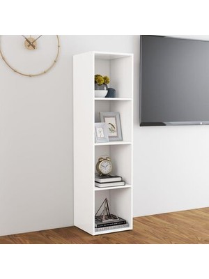 T Designo Tdesıgno Ezgi Televizyon Sehpası - Ünitesi -Kitaplık-Beyaz 144 cm 4 Raflı