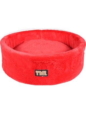 Tml Evcil Hayvan Kısa Tüylü  Cappuccino Silindir Yatak Kırmızı