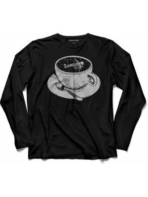Kendim Seçtim Kahve Içinde Astronot Uzay Nasa Coffee Uzun Kollu Tişört