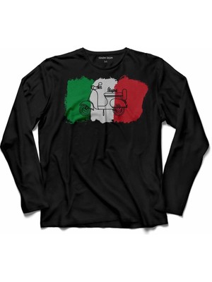 Kendim Seçtim Italıan Flag Italya Bayrağı Vespa Scooter Uzun Kollu Tişört
