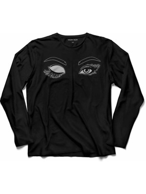 Kendim Seçtim Eyelash Extensıon Göz Kaş Kirpik Eye Logo Uzun Kollu Tişört