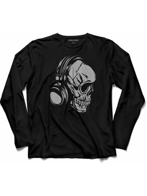 Kendim Seçtim Snake And Skull Kuru Kafa Kobra Yılan Skeleton Uzun Kollu Tişört