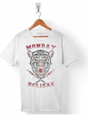 Kendim Seçtim Monday Holıdae Vahşi Kurt Kafa Wolf Holıday Erkek Tişört