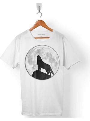 Kendim Seçtim Wolf Moon Bozkurt Ay Uluyan Kurt Göktürk Erkek Tişört