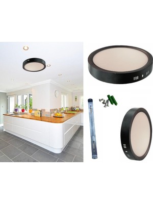 Cata 18W Yuvarlak Sıva Üstü LED Armatür Siyah Kasa 6400K Beyaz Işık CT-5233S