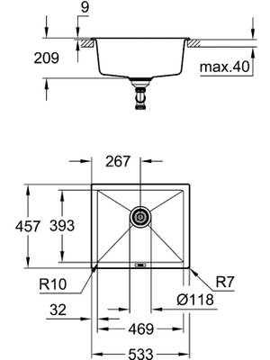 Grohe K700 Tezgahaltı Kompozit Eviye 31654AP0