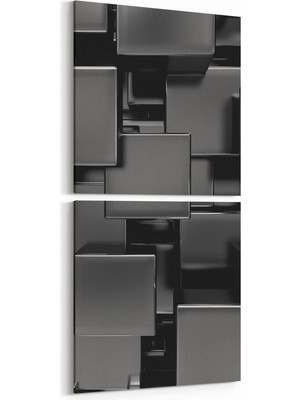 Olla 10058K2D Abstract 3 Boyut Görsel Kare 2'li Dikey Kanvas Tablo