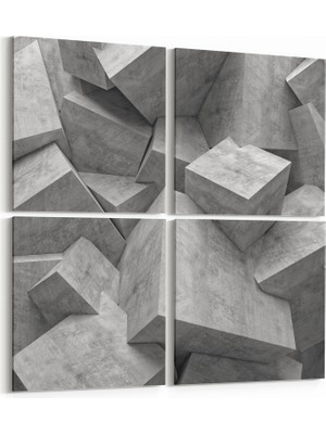 Olla 10023K4 Abstract 3 Boyut Görsel Kare 4'lü Kanvas Tablo
