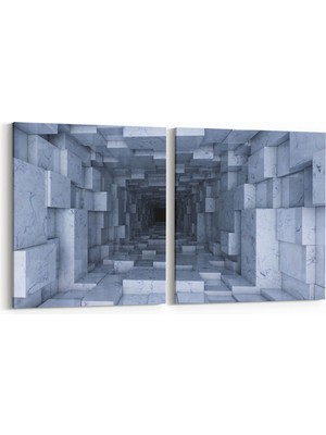 Olla 10245K2Y Abstract Girdap Görsel Kare 2'li Yatay Kanvas Tablo