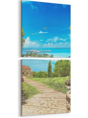 Olla 13963K2D Doğa / Manzara Görseli Kare 2'li Dikey Kanvas Tablo