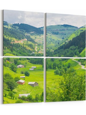 Olla 14203K4 Doğa / Manzara Görseli Kare 4'lü Kanvas Tablo
