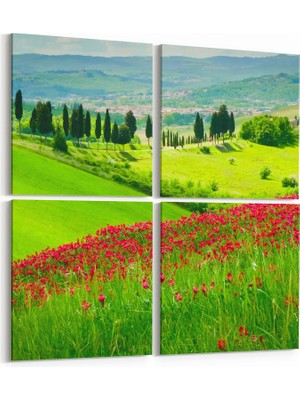 Olla 13361K4 Doğa / Manzara Görseli Kare 4'lü Kanvas Tablo