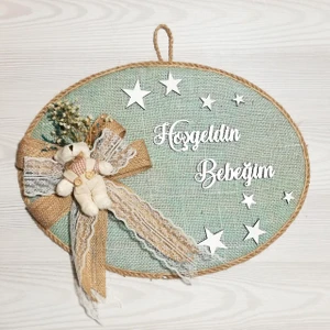 Lora Davet Erkek Bebek Odası Kapı Süsü, Hastane Kapı Süsü, Duvar Süsü, Isim Tabelası, Bebek Çelengi (1 Adet) Mavi - 36008