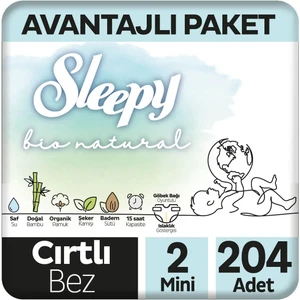 Bio Natural Avantajlı Paket Bebek Bezi 2 Numara Mini 204 Adet