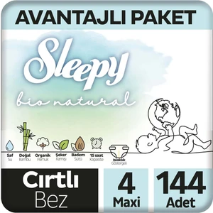 Bio Natural Avantajlı Paket Bebek Bezi 4 Numara Maxi 144 Adet