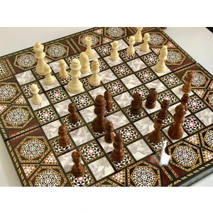 Sedefli Tavla Satranç, Ahşap Tavla Satranç, Ahşap Satranç, Ahşap Tavla 2 Oyun Bir Arada, Hediyelik Ürün
